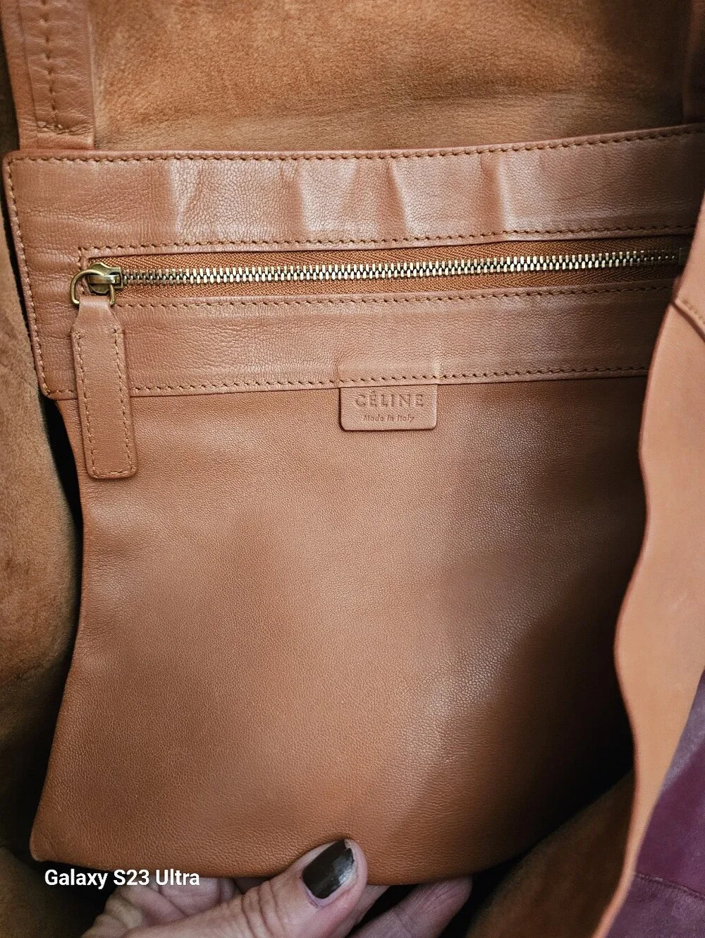 CELINE Horizontal Bicolor Cabas Leather Tote Bag In Burgundy Pink U-UP-0112